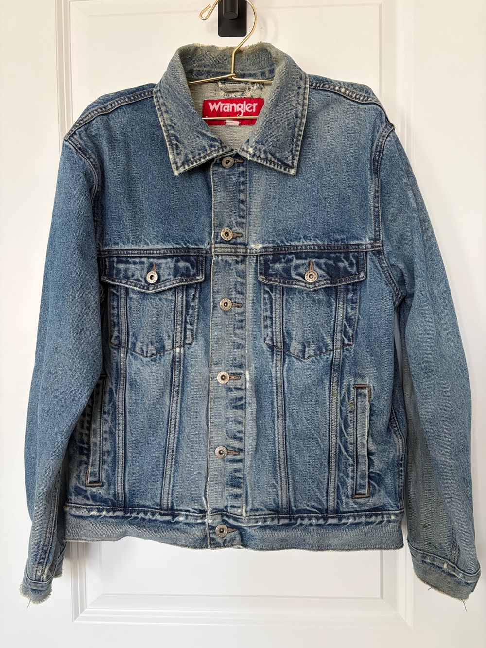 Vintage Wrangler Denim Jacket Trucker Distressed Faded Western Workwear